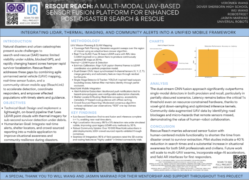 Research poster on the Rescue Reach multi-modal UAV sensor fusion platform